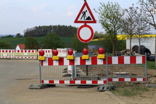 Signposted work on the street of repair work.