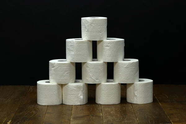 Close Toilet Paper Black Background — Stock Photo, Image