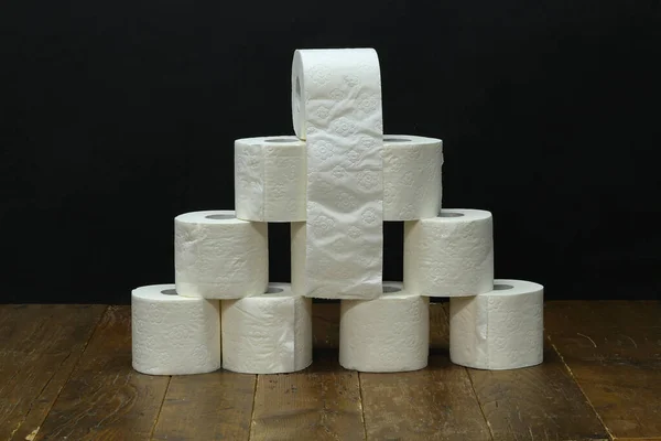 Close Toilet Paper Black Background — Stock Photo, Image