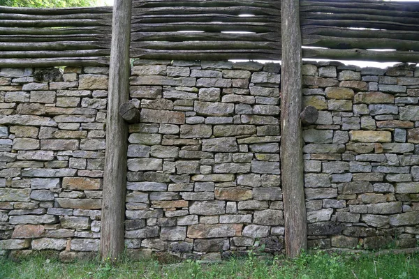Reconstruction of the Celtic city wall near Finsterlohr, Germany