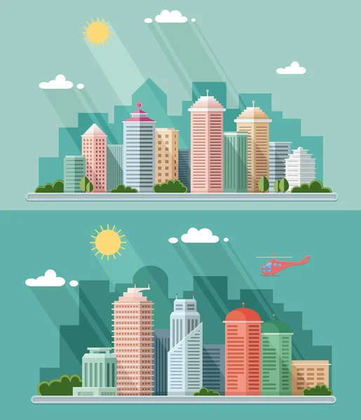 Krajina - letní Panorama ilustrace. City design, metro — Stockový vektor