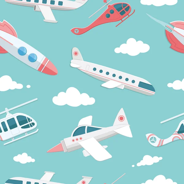 Avions, hélicoptères, avions de chasse, fusées. le transport. C — Image vectorielle