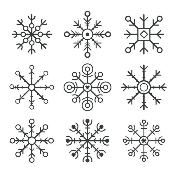 Conjunto de copos de nieve vector. iconos planos — Archivo Imágenes Vectoriales