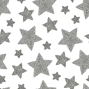 Elle çizilmiş sorunsuz noktalı yıldız deseni. Grungy Mozaik, gürültü, ba
