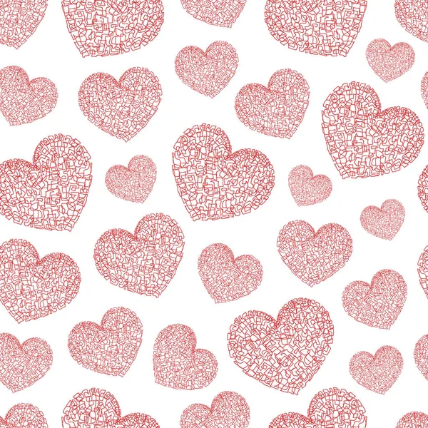 Romantisches Muster mit bemalten Herzen. Festveranstaltung, valenti — Stockvektor