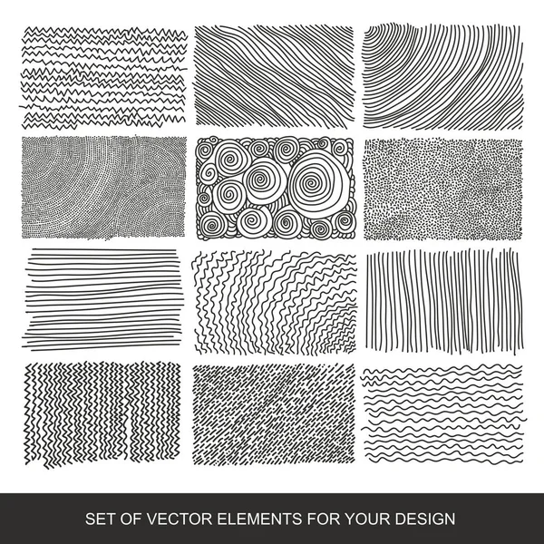 Dokular, fırçalar, grafik, tasarım öğesi koleksiyonu. El-