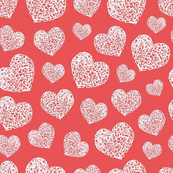 Ρομαντικό μοτίβο με χειροποίητη καρδιές. Εορταστική εκδήλωση, Valenti — Διανυσματικό Αρχείο