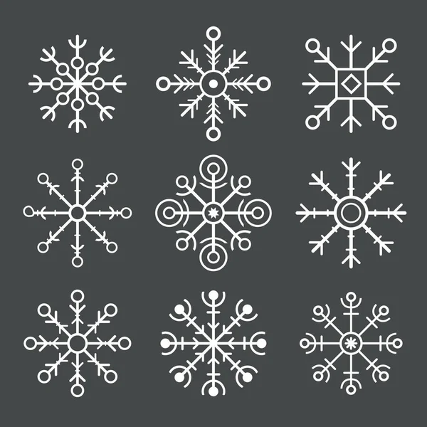 Set of vector snowflakes. flat icons — Stock Vector