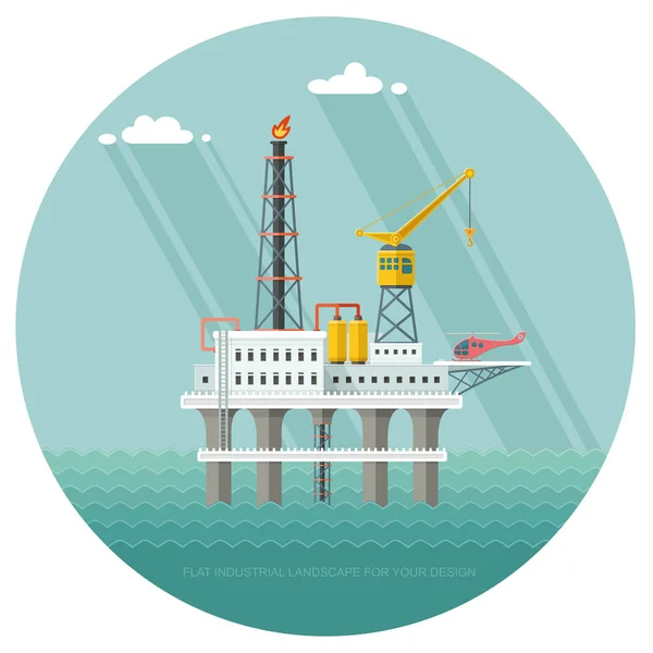 Οικολογία έννοια - παραγωγή πετρελαίου στη θάλασσα. βιομηχανία διάνυσμα άρρωστος — Διανυσματικό Αρχείο