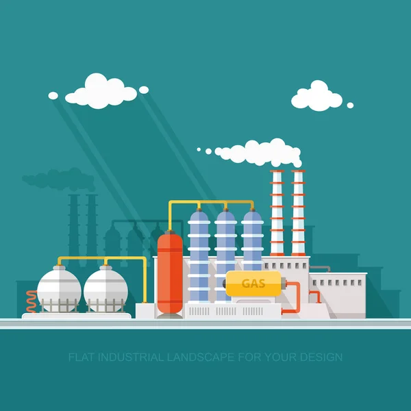 Depósito de esferas de almacenamiento de gas en planta petroquímica. Extracción y — Archivo Imágenes Vectoriales