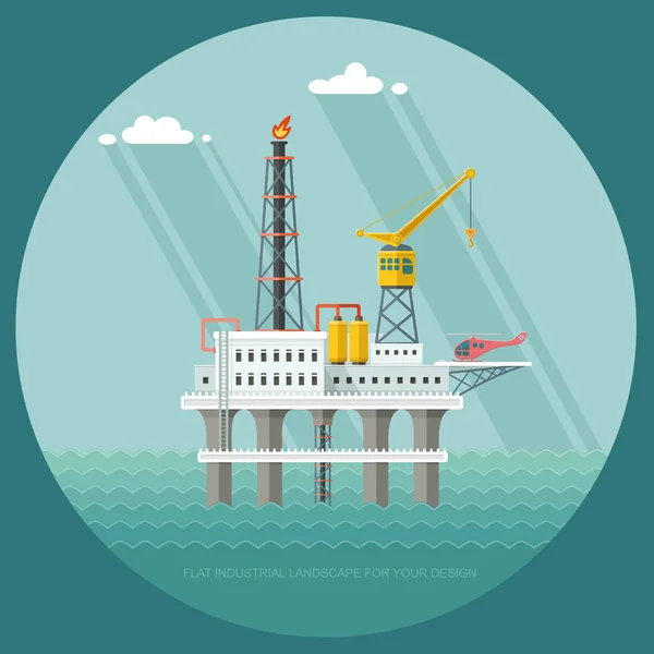 Οικολογία έννοια - παραγωγή πετρελαίου στη θάλασσα. βιομηχανία διάνυσμα άρρωστος — Διανυσματικό Αρχείο