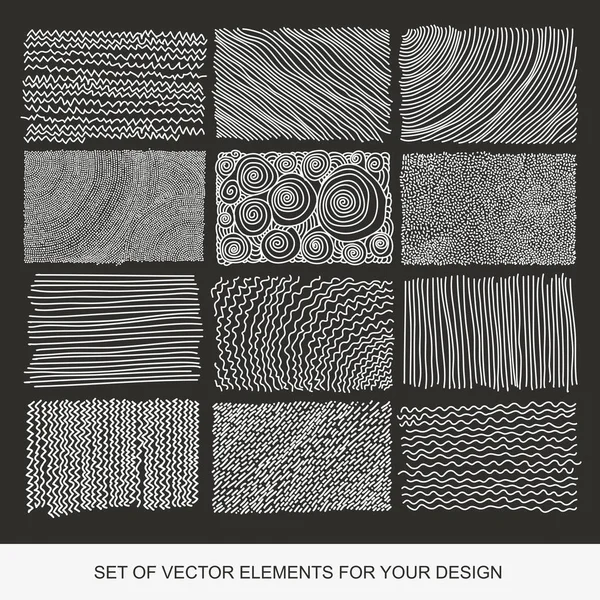 Coleção de texturas, pincéis, gráficos, elemento de design. Mão - — Vetor de Stock