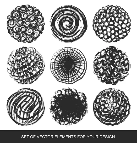 Conjunto de formas de garabato dibujado a mano, grunge, elemento de diseño de vectores — Vector de stock