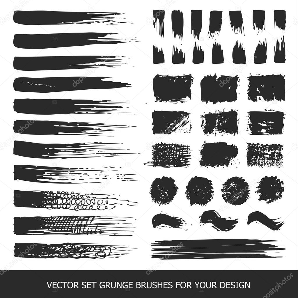Painted grunge stripes set. Black labels, paint texture. Brush s