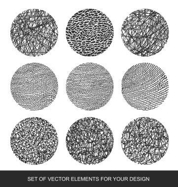 Dokular, fırçalar, grafik, tasarım öğesi koleksiyonu. El-