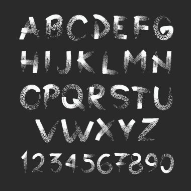 El çizim alfabesi, vektör çizim manga. Sanat grunge typ