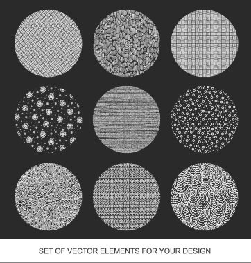 Dokular, fırçalar, grafik, tasarım öğesi koleksiyonu. El-