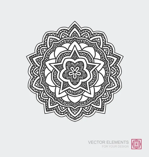 Ornamento abstrato floral de forma redonda. Mandala, elemento gráfico — Vetor de Stock