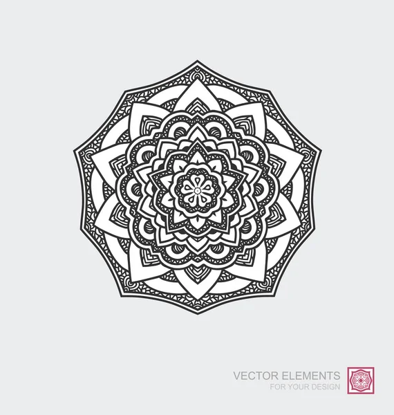 Ornamento floreale astratto di forma rotonda. Mandala, elemen grafico — Vettoriale Stock