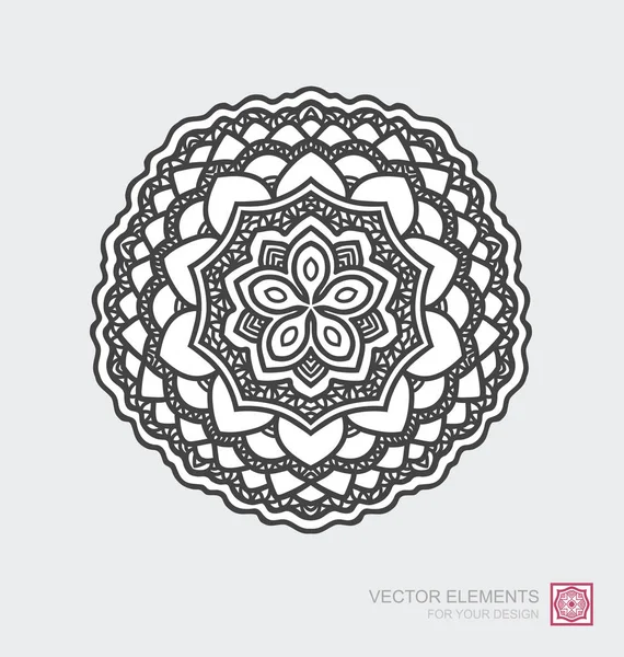 Цветочный абстрактный орнамент круглой формы. Мандала, графический элемен — стоковый вектор