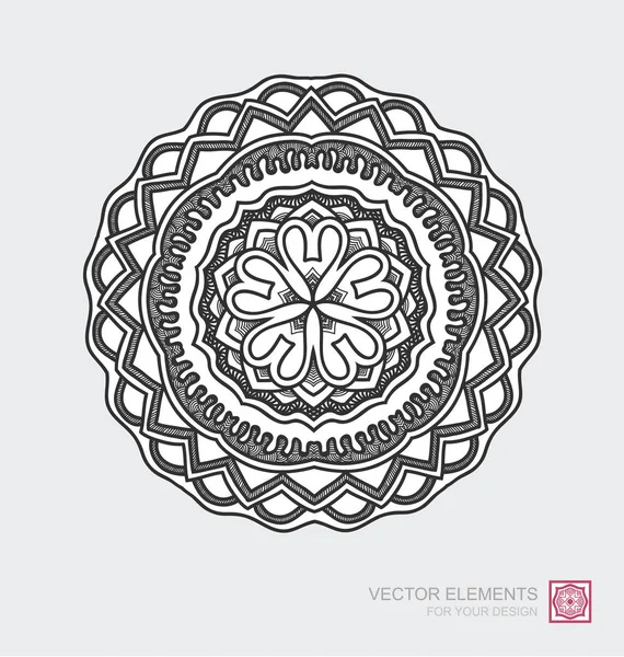 Ornamento abstrato floral de forma redonda. Mandala, elemento gráfico — Vetor de Stock