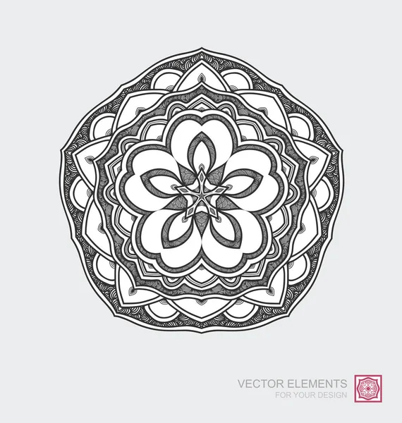 Ornamento abstrato floral de forma redonda. Mandala, elemento gráfico — Vetor de Stock