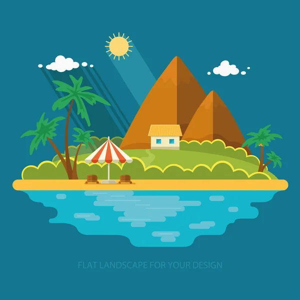 Summer paradise ocean landscape. A beautiful island with huts in