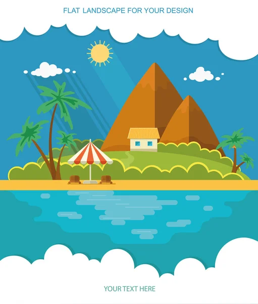 Summer paradise ocean landscape. A beautiful island with huts in