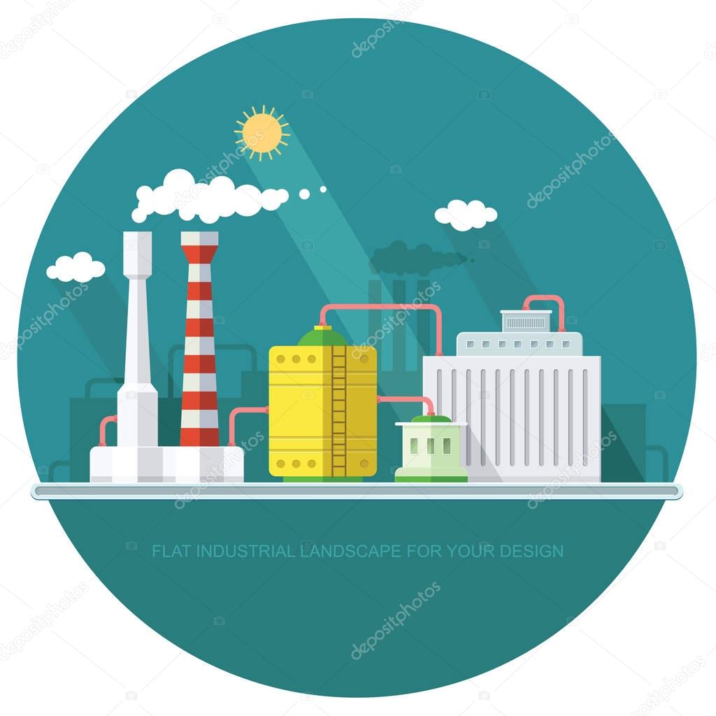 industry manufactory building. Factories producing oil and gas, 