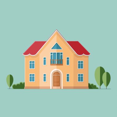 Dekoratif ev grafik. Bir minimalist tarzda agains manzara