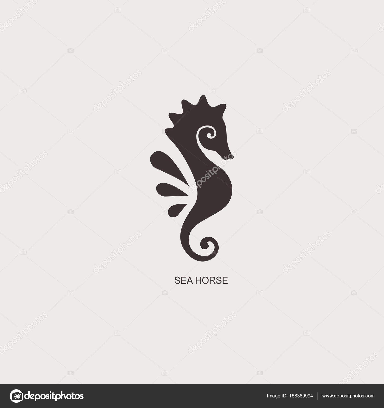 Graphisme stylisé hippocampe Illustration de silhouette de vie marine Dessin pour tatouage sur fond blanc isolé Ic´ne du plat logo Vector — Vecteur par