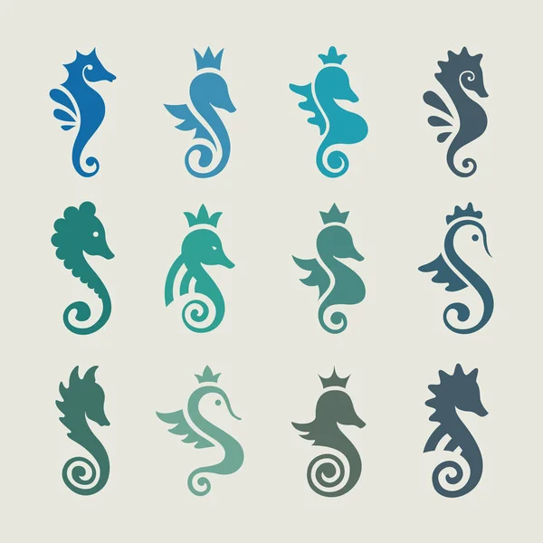 Стилизованный графический морской конёк. Силуэт иллюстрации морской жизни . — стоковый вектор