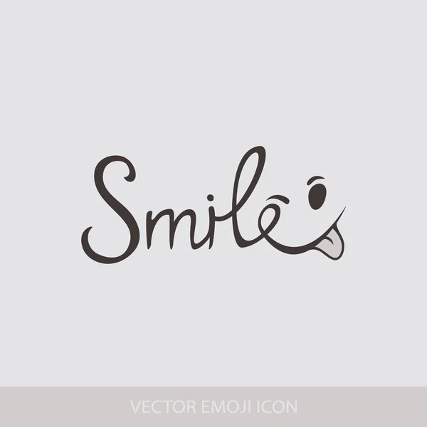 Lettrage dessiné à la main d'une phrase Sourire. T-shirt calligraphie lettrée main. emoji conception de la police, graphique, fond. Illustration vectorielle . — Image vectorielle