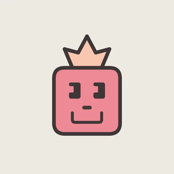 Grafis Emoticon, Emoji. Menghadapi dengan mahkota. Ikon senyum. Isolasi - Stok Vektor