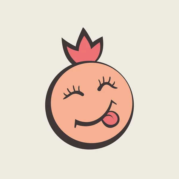 Emoticono Gráfico, Emoji. cara de mujer con una corona. Iconos de sonrisa . — Vector de stock