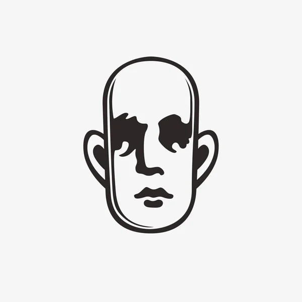 Gezeichnete Grunge grimmige grafische Ikone eines Männerkopfes. Vektorillustration von Menschen. Porträt im modernen Design — Stockvektor
