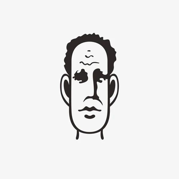 Grunge grim grafische pictogram van iemands hoofd getrokken. Vectorillustratie van mensen met een originele kapsel. Portret van een man in een moderne stijl design — Stockvector