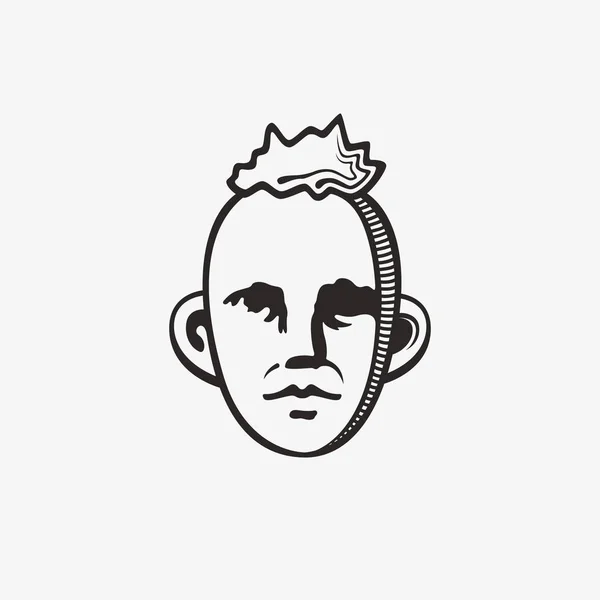 Grunge grim grafische pictogram van iemands hoofd getrokken. Vectorillustratie van mensen. Portret in een moderne stijl design — Stockvector