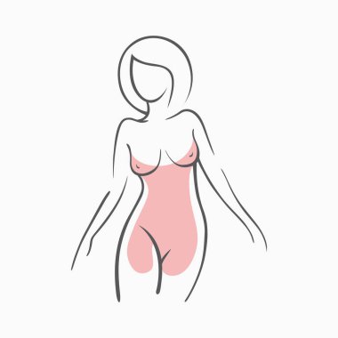 Sexy fitness figure of a girl in the evening dress. Intimate sexy lady, model in a pose. Lovely elastic ass bikini zone. Drawn graphics for design, background  