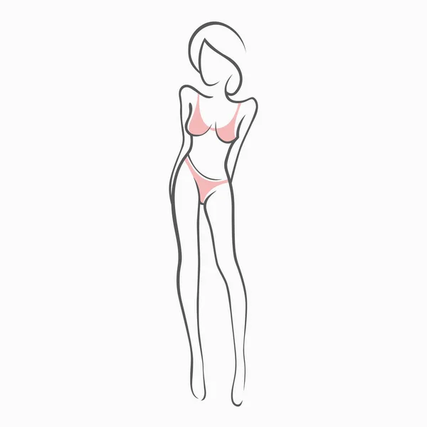 Γυμναστήριο σέξι γυμνό κορίτσι με ένα κομψό σχήμα. Ζεστό σέξι κυρία, μοντέλο σε μια στάση. Υπέροχο κώλο με μαγιό, κιλότες. Συντάσσονται γραφικά για το σχεδιασμό, την αφαίρεση φόντου — Διανυσματικό Αρχείο