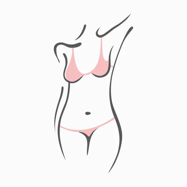 Chica desnuda fitness sexy con una figura elegante. Dama sexy íntima, modelo en pose. Precioso culo en traje de baño, bragas. Gráficos dibujados para el diseño, Fondo de abstracción — Vector de stock