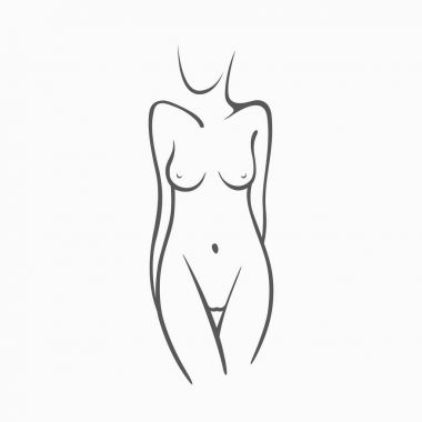 Sexy fitness naked girl with a chic figure. Intimate sexy lady, model in a pose. Lovely  ass bikini zone. Drawn graphics for design, Abstraction background 
