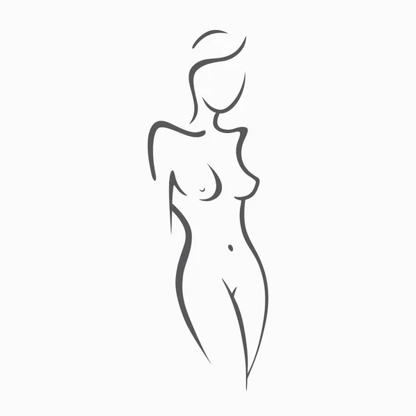 Chica desnuda fitness sexy con una figura elegante. Dama sexy íntima, modelo en pose. Preciosa zona de bikini culo. Gráficos dibujados para el diseño, Fondo de abstracción — Vector de stock