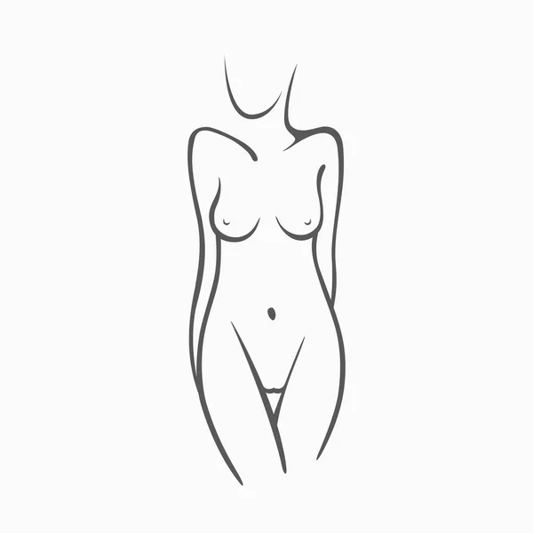 Sexiga fitness naken flicka med en chic siffra. Intima sexig dam, modell i en pose. Härliga röv bikini zon. Dragna grafik för design, abstraktion bakgrund — Stock vektor