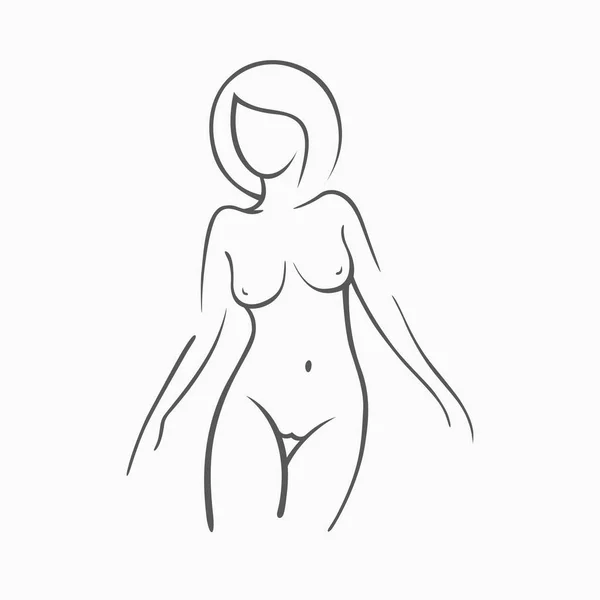 Chica desnuda fitness sexy con una figura elegante. Dama sexy íntima, modelo en pose. Preciosa zona de bikini culo. Gráficos dibujados para el diseño, Fondo de abstracción — Vector de stock