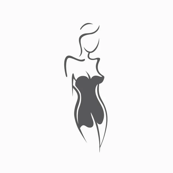 Sexy Fitness-Figur eines Mädchens im Abendkleid. intime sexy Dame, Modell in einer Pose. schönen elastischen Arsch Bikini-Zone. gezeichnete Grafiken für Design, Hintergrund — Stockvektor