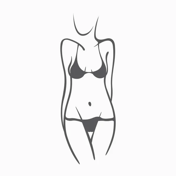 Chica desnuda fitness sexy con una figura elegante. Dama sexy íntima, modelo en pose. Precioso culo en traje de baño, bragas. Gráficos dibujados para el diseño, Fondo de abstracción — Archivo Imágenes Vectoriales