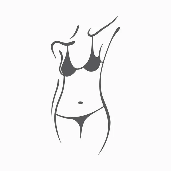 Menina nua fitness sexy com uma figura chique. Senhora sexy íntima, modelo numa pose. Belo rabo de fato de banho, cuecas. Gráficos desenhados para design, Fundo de abstração — Vetor de Stock