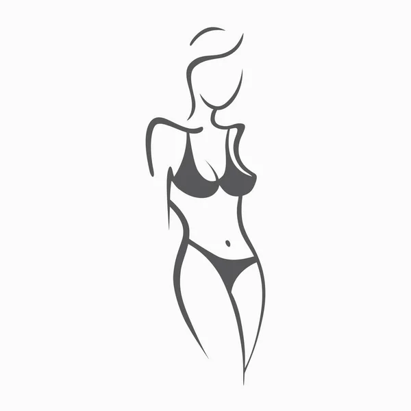 Sexiga fitness naken flicka med en chic siffra. Intima sexig dam, modell i en pose. Härliga röv i baddräkt, Trosor. Dragna grafik för design, abstraktion bakgrund — Stock vektor