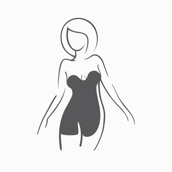 Figure de fitness sexy d'une fille dans la robe de soirée. Intime dame sexy, modèle dans une pose. Belle zone de bikini élastique cul. Graphiques dessinés pour la conception, fond — Image vectorielle